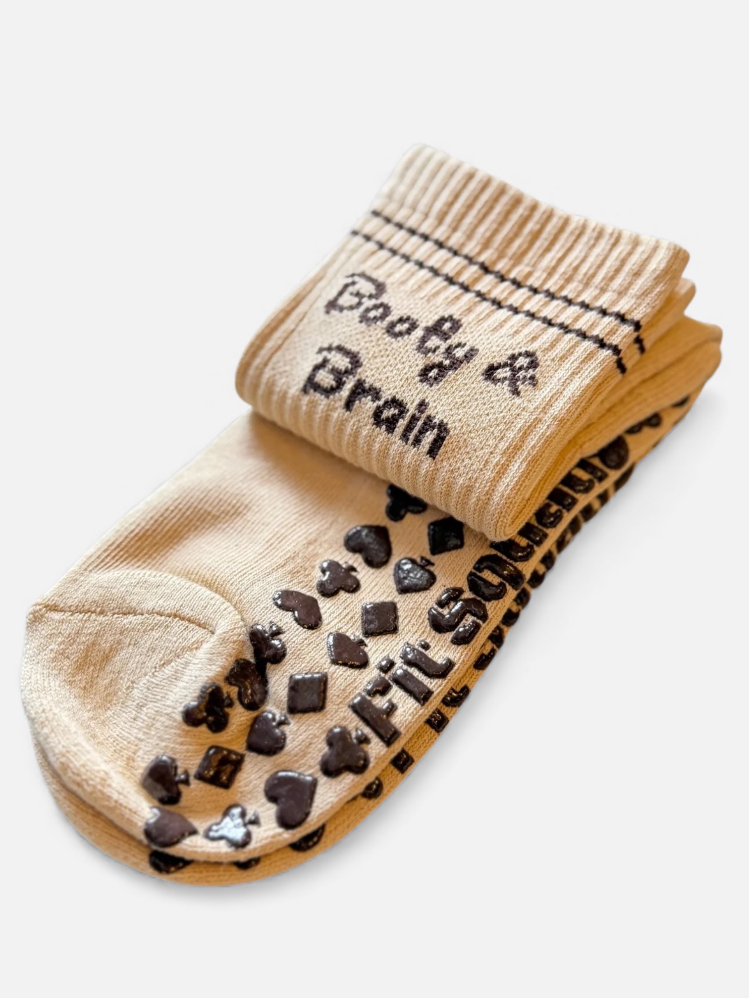 Mocha B&Brain Grip Socks